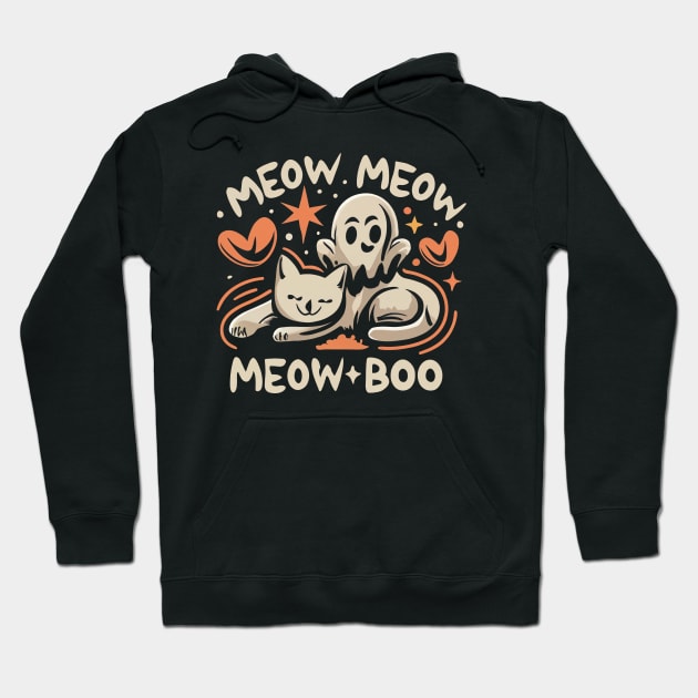 Meow Meow Boo Kawaii Cat Halloween Hoodie by fupi